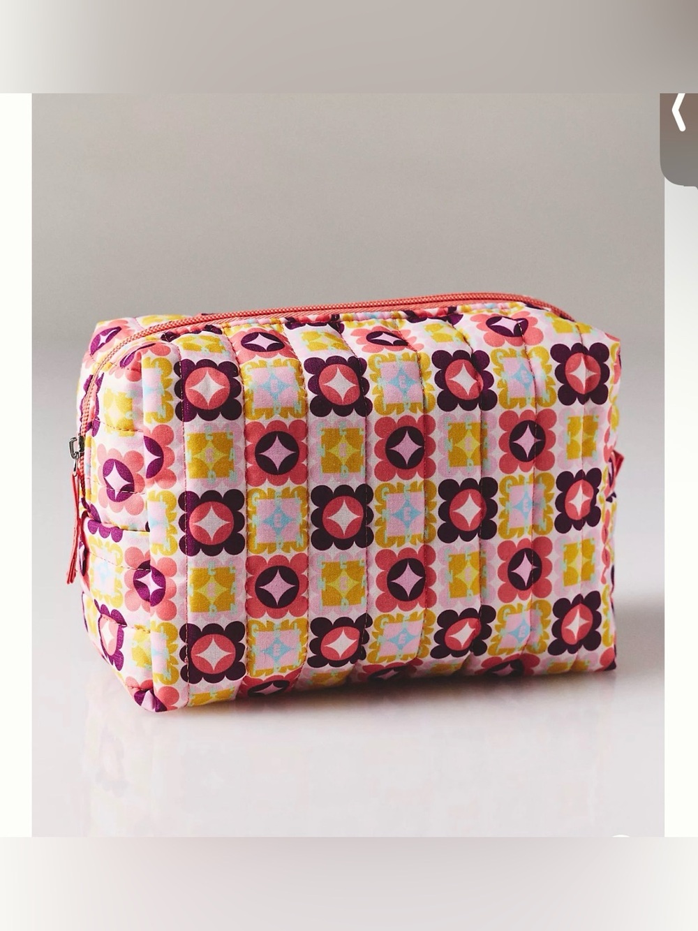 Anthropologie Celandine Printed Quilted Cosmetic Bag